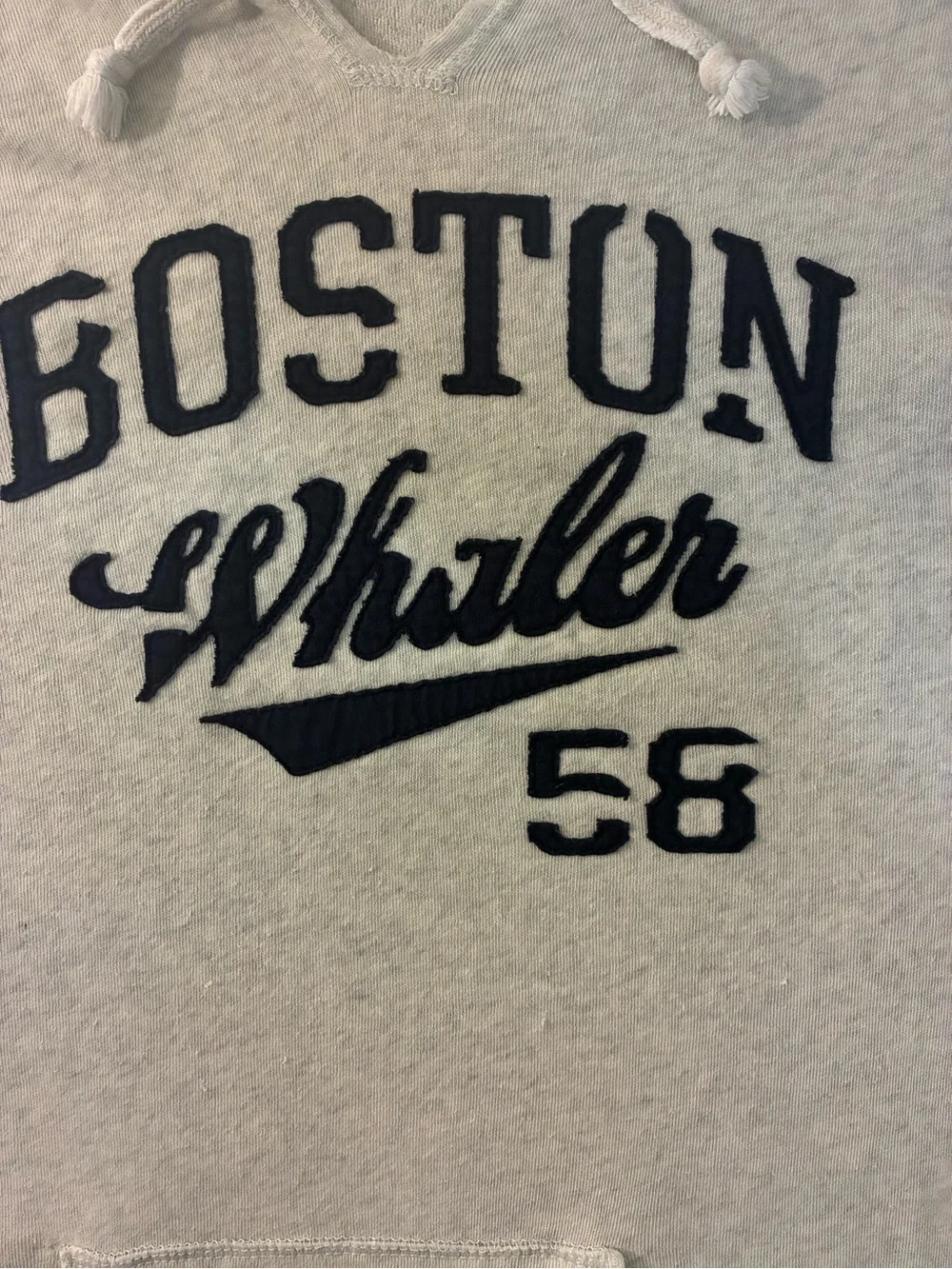 MV Sport Cream Crewneck Hoodie with Navy Boston Graphic - Picture 3 of 5